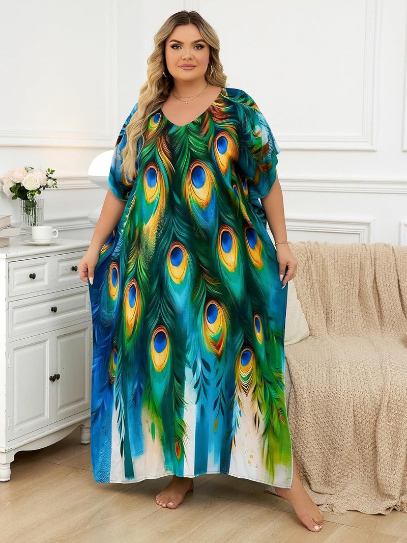 IMAGEKOPE Kaftan Dresses for Women Plus Size Bathing Suit Cover up Caftan Maxi Beach Dresses - Image 4